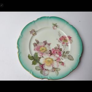 Vintage Porzellanmalerei Parbus Teal Rose Hand Painted Signed Decorative Plate